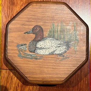 6" Octagonal Wooden Trinket Box with Hand Painted Duck on lid